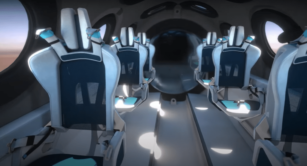 Render interni navicella SpaceShipTwo.